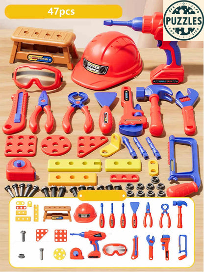 Kids Engineer Tool Kit – Electric Drill & Screwdriver Pretend Play - Puzzles