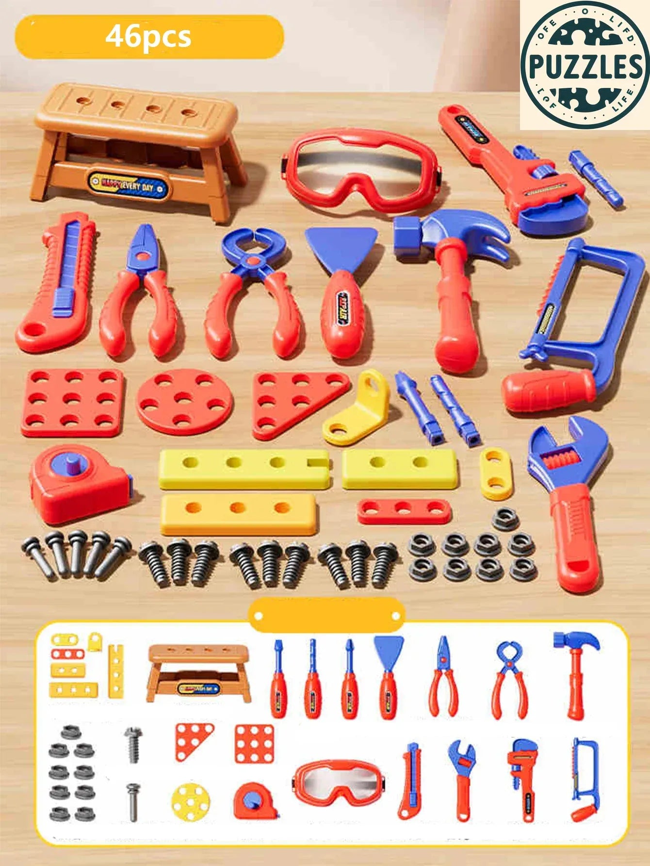 Kids Engineer Tool Kit – Electric Drill & Screwdriver Pretend Play - Puzzles