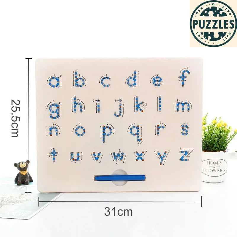 Kids Magnetic Writing & Drawing Board - Montessori Toy - Puzzles