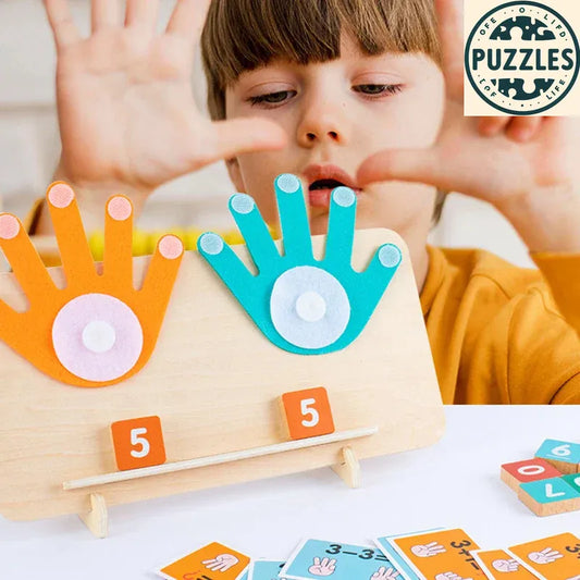 Montessori Wooden Finger Counting Math Toy - Puzzles