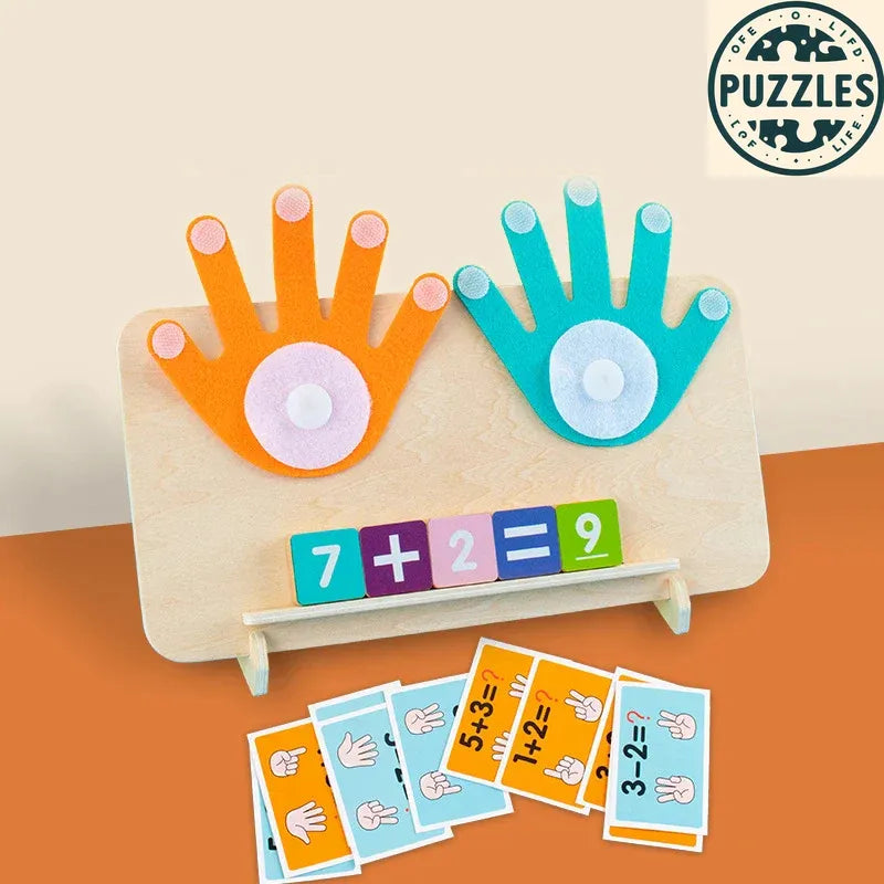 Montessori Wooden Finger Counting Math Toy - Puzzles