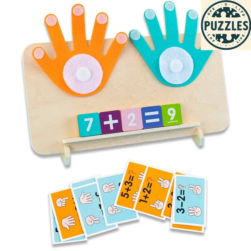 Montessori Wooden Finger Counting Math Toy - Puzzles