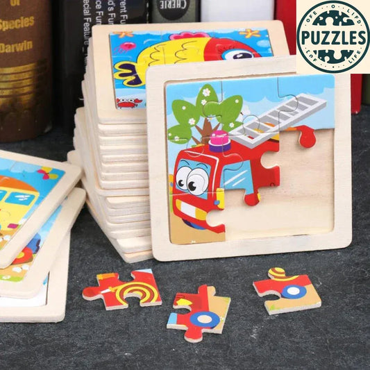 Kids Wooden Jigsaw Puzzle – Vehicle & Animal Theme - Puzzles