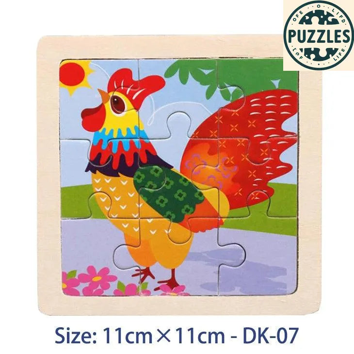 Kids Wooden Jigsaw Puzzle – Vehicle & Animal Theme - Puzzles