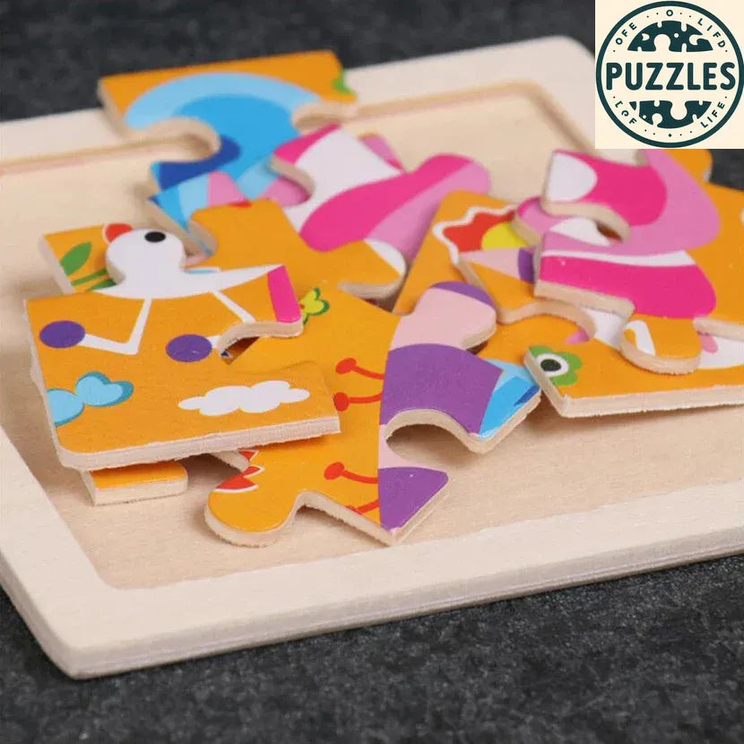 Kids Wooden Jigsaw Puzzle – Vehicle & Animal Theme - Puzzles