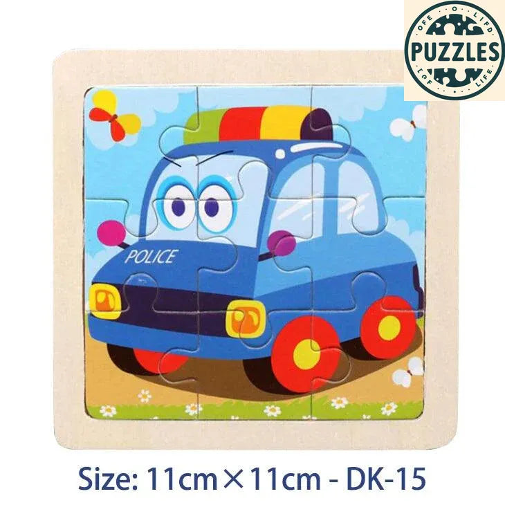 Kids Wooden Jigsaw Puzzle – Vehicle & Animal Theme - Puzzles