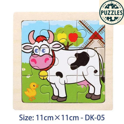 Kids Wooden Jigsaw Puzzle – Vehicle & Animal Theme - Puzzles