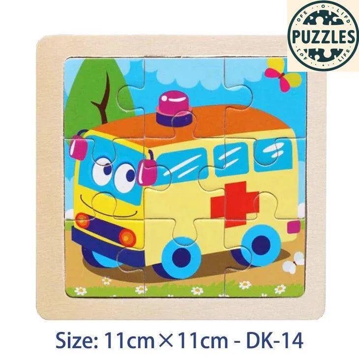 Kids Wooden Jigsaw Puzzle – Vehicle & Animal Theme - Puzzles