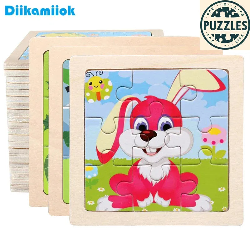 Kids Wooden Jigsaw Puzzle – Vehicle & Animal Theme - Puzzles