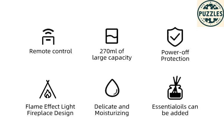 LED Ultrasonic Mist Maker – Air Humidifier & Oil Diffuser - Puzzles