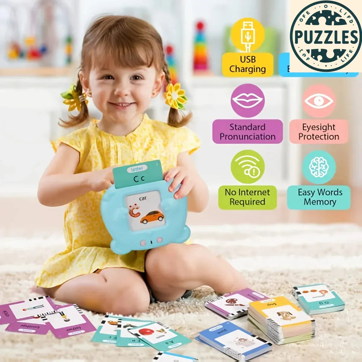 Talking Flash Card Learning Machine for Kids - Puzzles