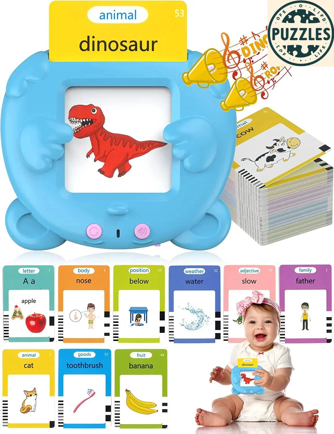 Talking Flash Card Learning Machine for Kids - Puzzles