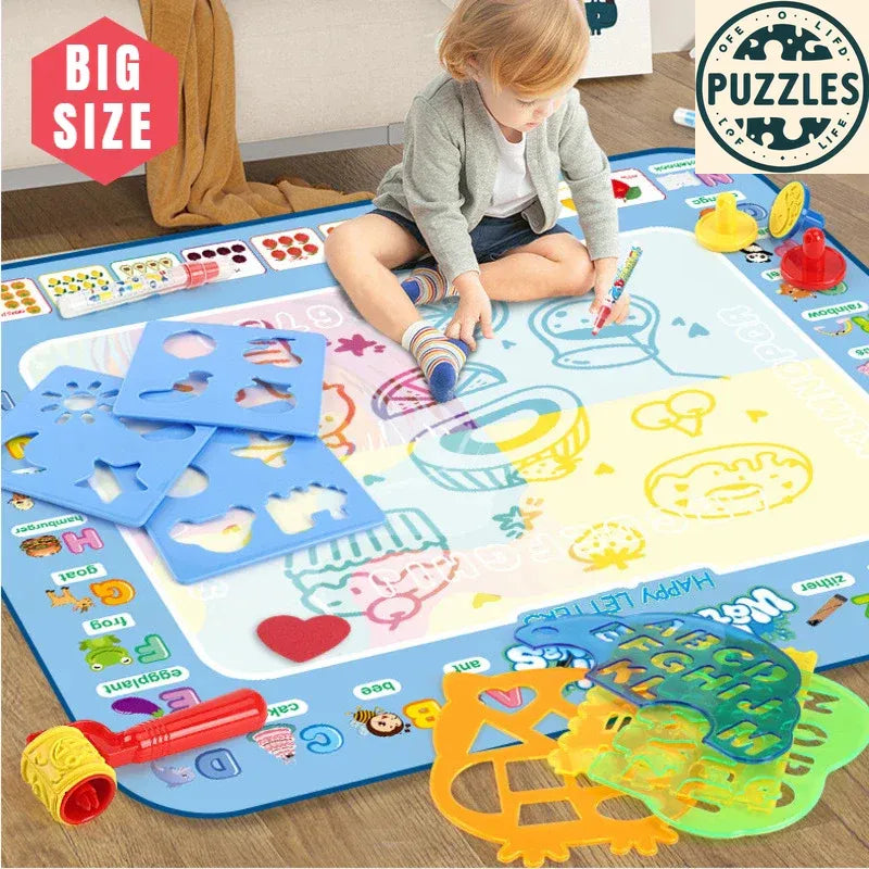 Magic Water Drawing Mat – Reusable Doodle Painting Board - Puzzles