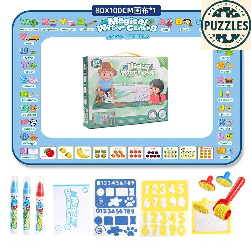 Magic Water Drawing Mat – Reusable Doodle Painting Board - Puzzles