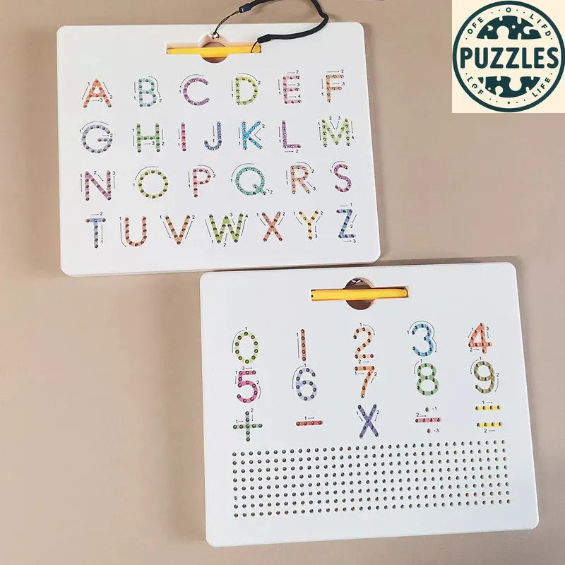 Magnetic Alphabet & Number Tracing Board - Puzzles