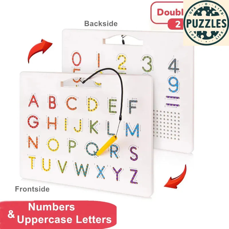 Magnetic Alphabet & Number Tracing Board - Puzzles