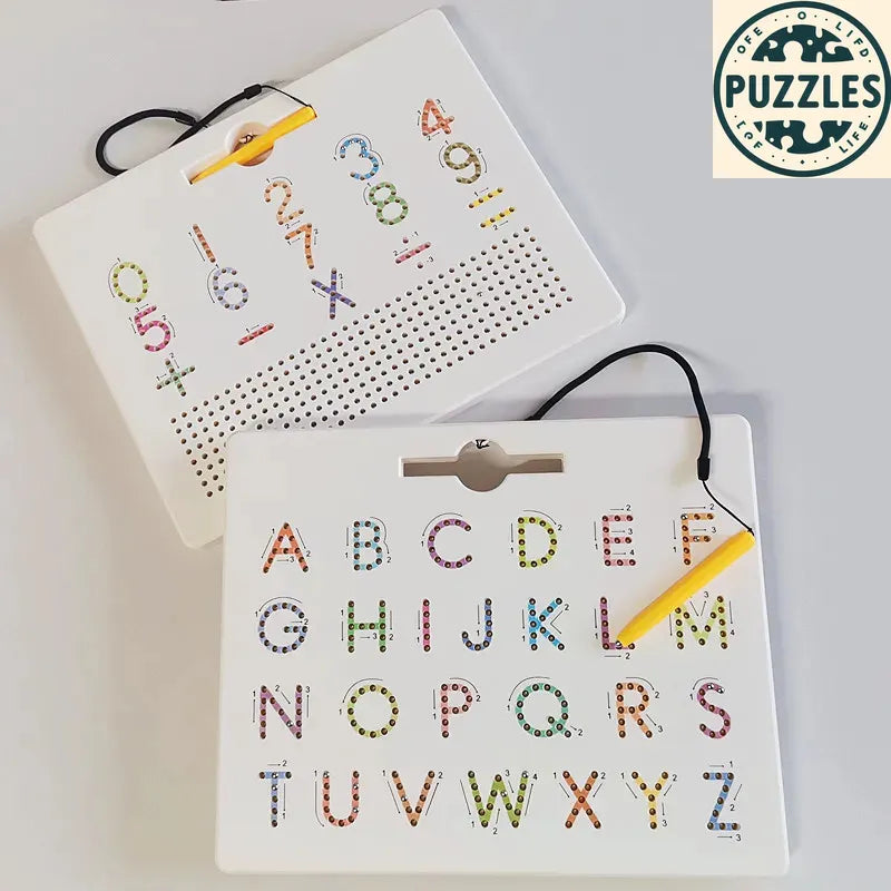 Magnetic Alphabet & Number Tracing Board - Puzzles