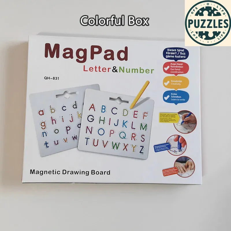 Magnetic Alphabet & Number Tracing Board - Puzzles