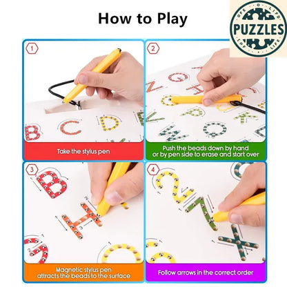 Magnetic Alphabet & Number Tracing Board - Puzzles