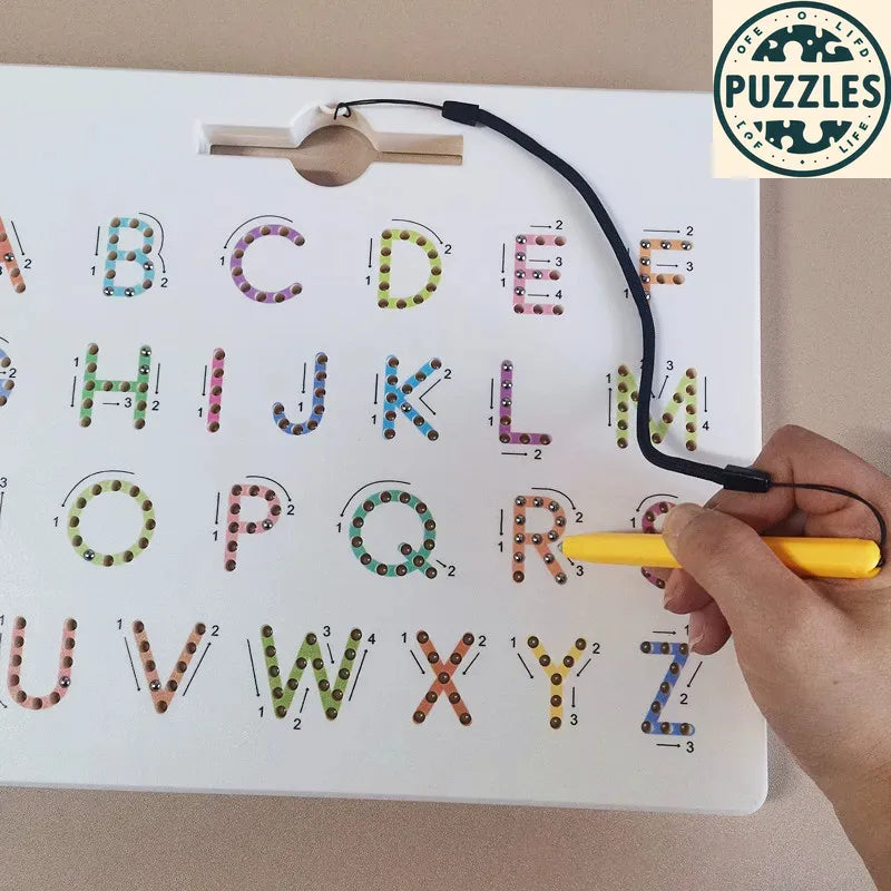 Magnetic Alphabet & Number Tracing Board - Puzzles