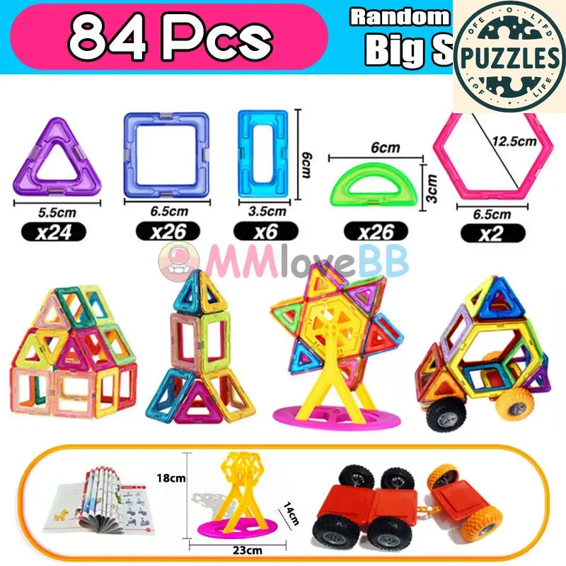 Magnetic Building Blocks – Big Size Plus Designer Constructor Set - Puzzles