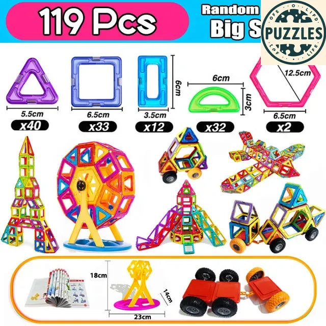 Magnetic Building Blocks – Big Size Plus Designer Constructor Set - Puzzles