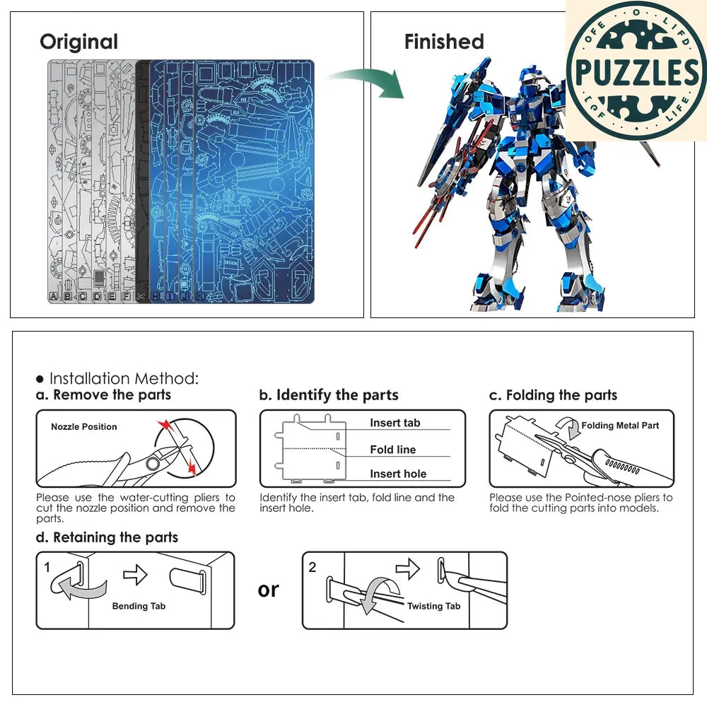 Piececool 3D Metal Puzzle – Blue Mech Model Kit - Puzzles