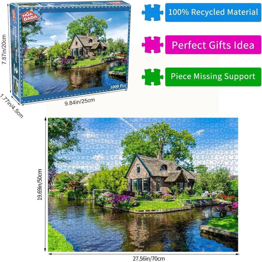 1000-Piece Jigsaw Puzzle – Giethoorn Village - Puzzles