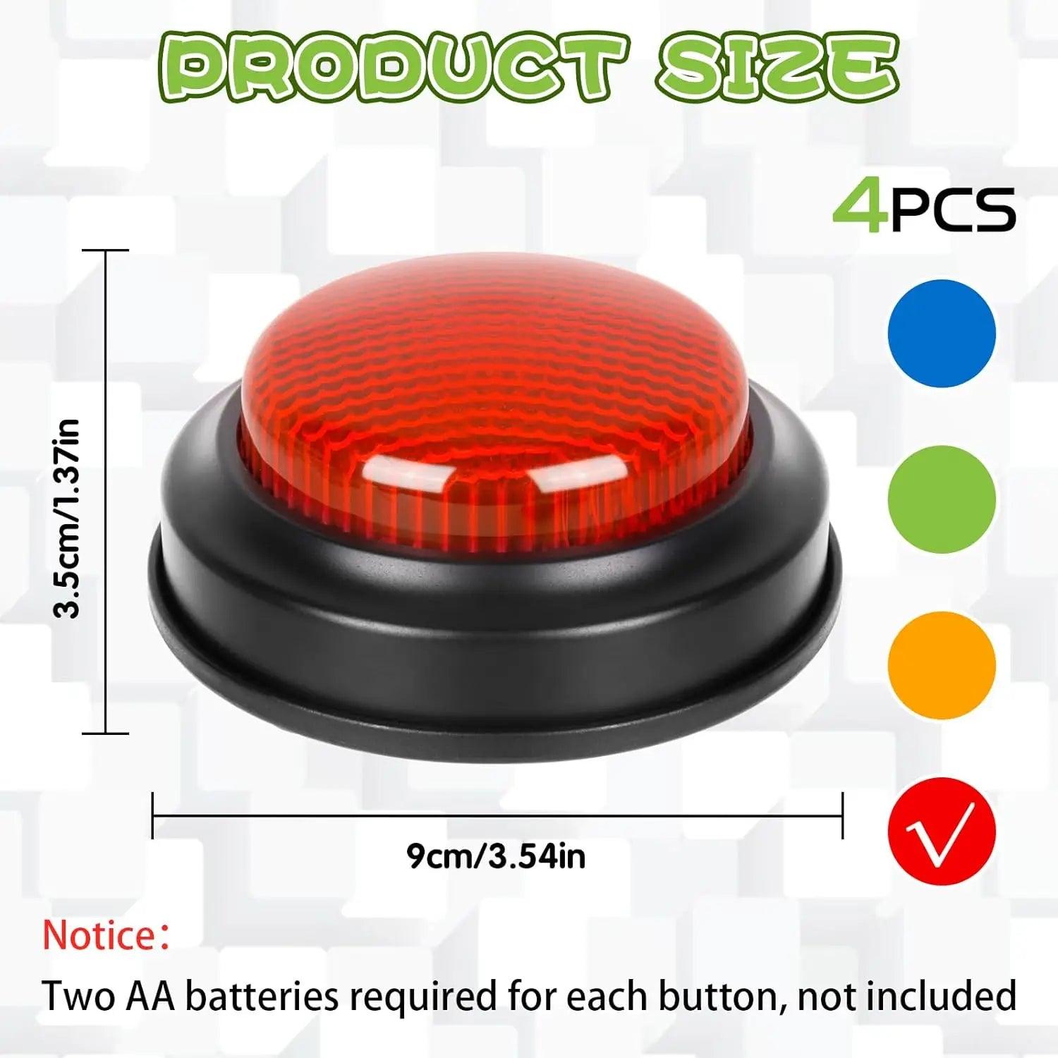 4PCS Answer Buzzers – Game Show Light & Sound Buttons - Puzzles