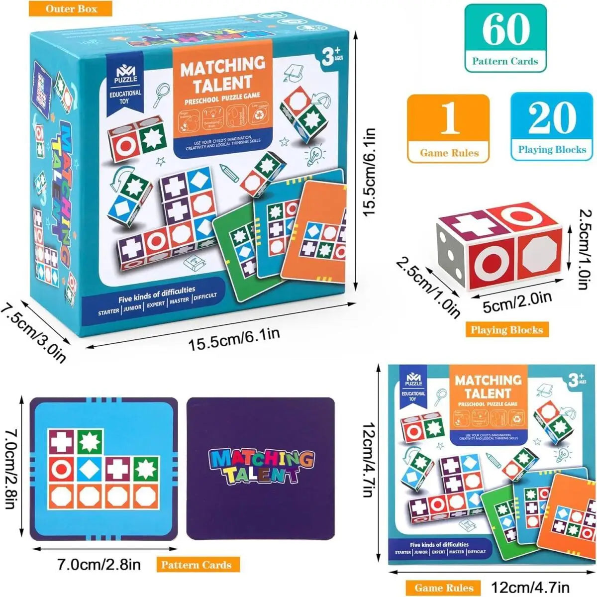 Wooden Matching & Assignment Puzzle Cube Toy - Puzzles