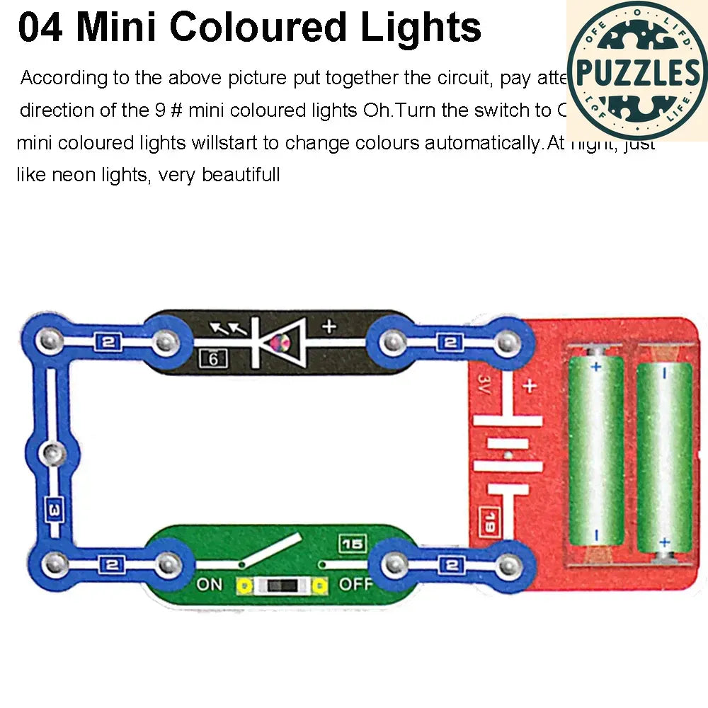 31-Piece Electronic Circuit Science Kit for Kids - Puzzles