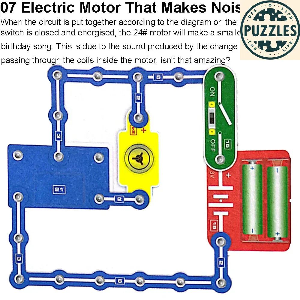 31-Piece Electronic Circuit Science Kit for Kids - Puzzles