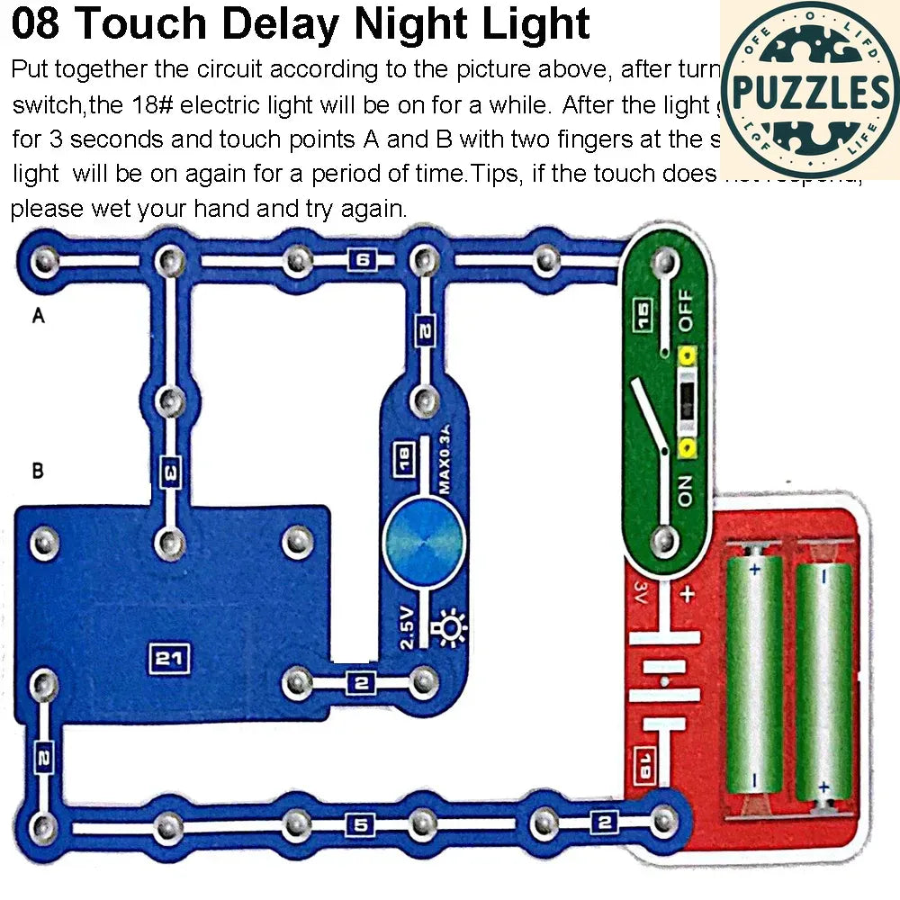 31-Piece Electronic Circuit Science Kit for Kids - Puzzles