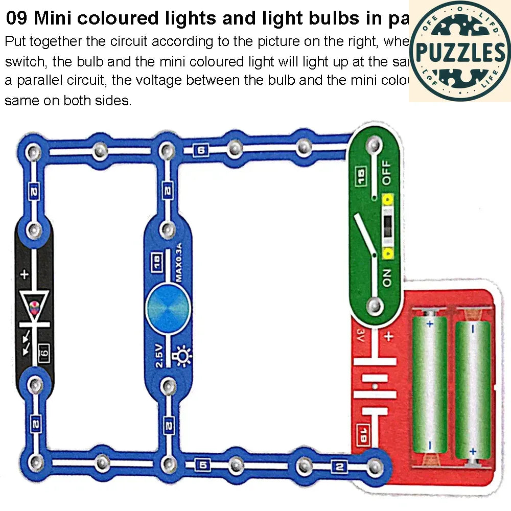 31-Piece Electronic Circuit Science Kit for Kids - Puzzles