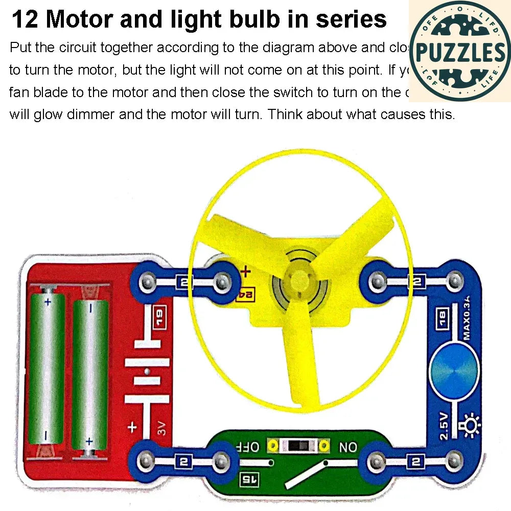 31-Piece Electronic Circuit Science Kit for Kids - Puzzles