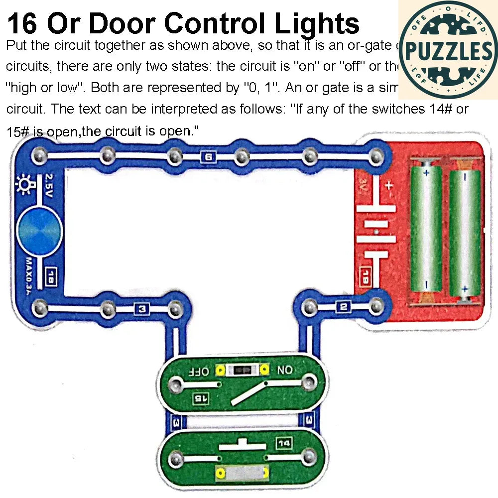 31-Piece Electronic Circuit Science Kit for Kids - Puzzles