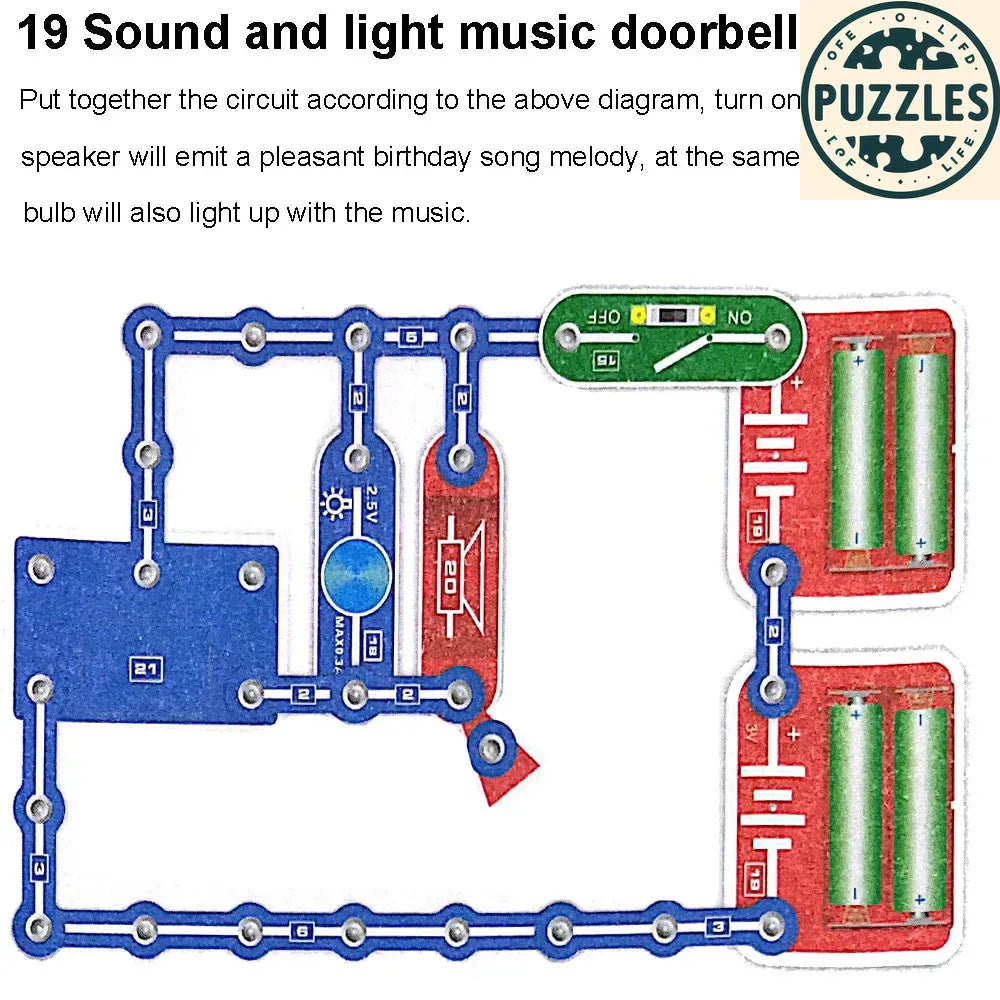 31-Piece Electronic Circuit Science Kit for Kids - Puzzles