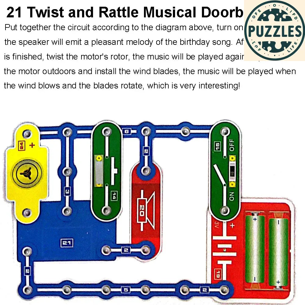 31-Piece Electronic Circuit Science Kit for Kids - Puzzles