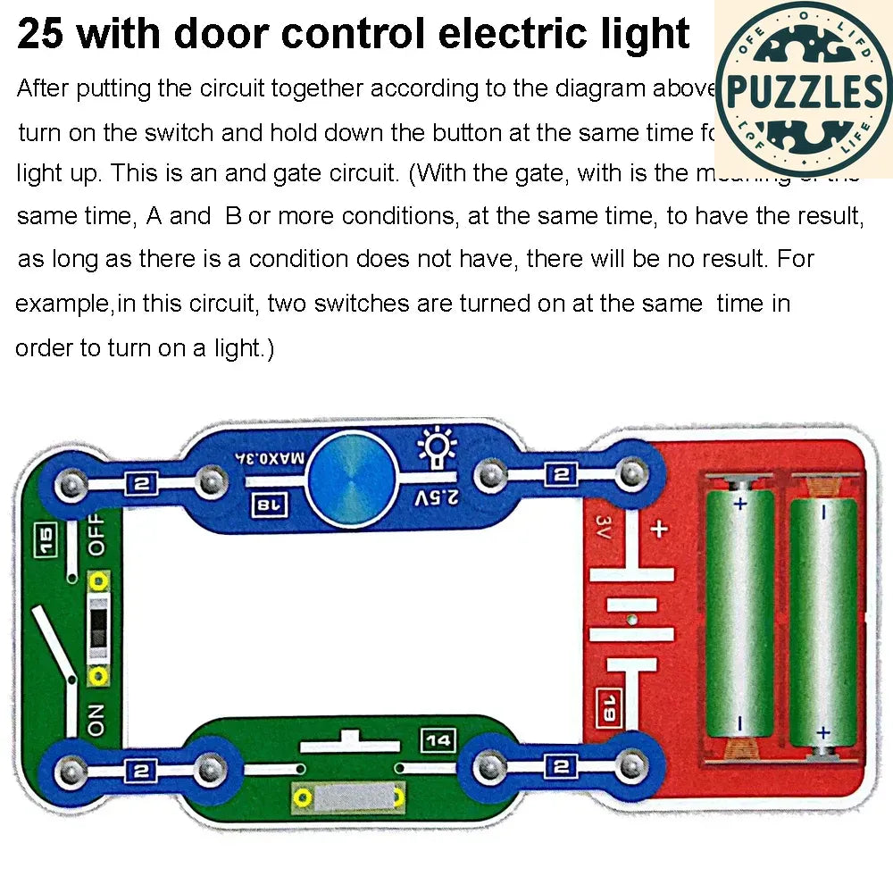 31-Piece Electronic Circuit Science Kit for Kids - Puzzles