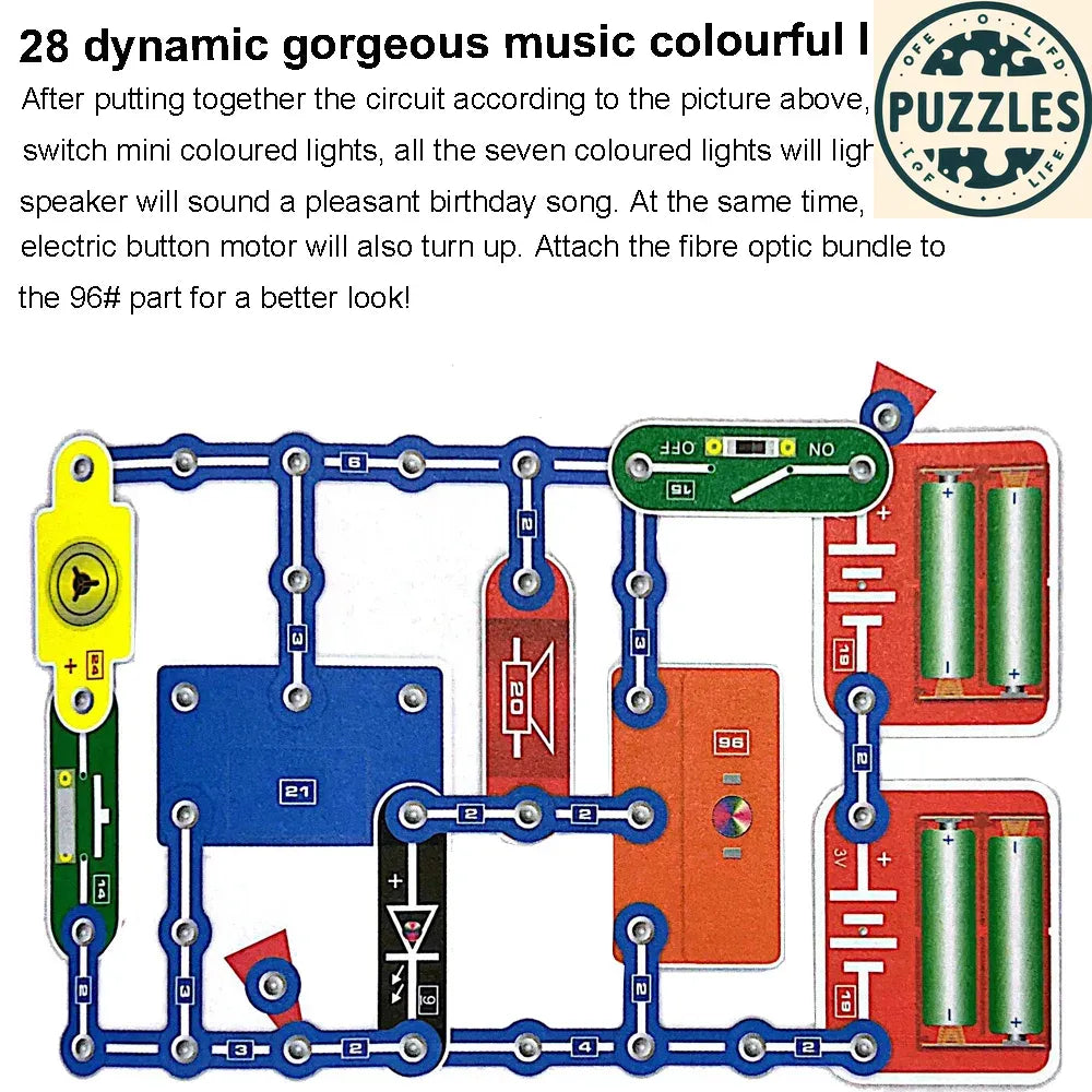 31-Piece Electronic Circuit Science Kit for Kids - Puzzles