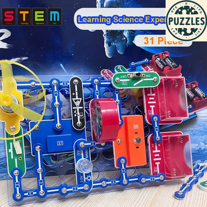 31-Piece Electronic Circuit Science Kit for Kids - Puzzles