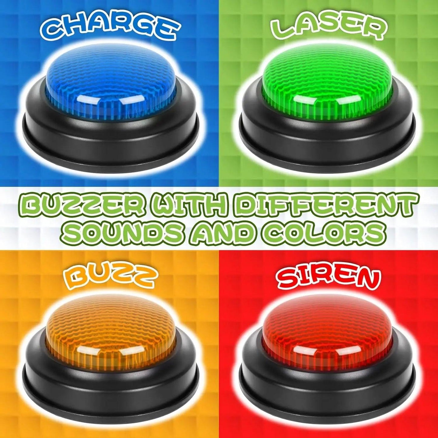 4PCS Answer Buzzers – Game Show Light & Sound Buttons - Puzzles