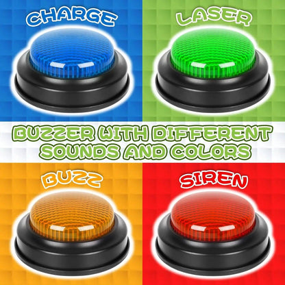 4PCS Answer Buzzers – Game Show Light & Sound Buttons - Puzzles