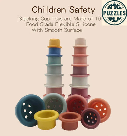 Silicone Stacking Cups – BPA-Free Baby Learning Toy - Puzzles