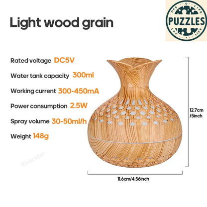 300ml Wood Grain Aroma Diffuser - Puzolife - Puzolife - Puzzles of Life