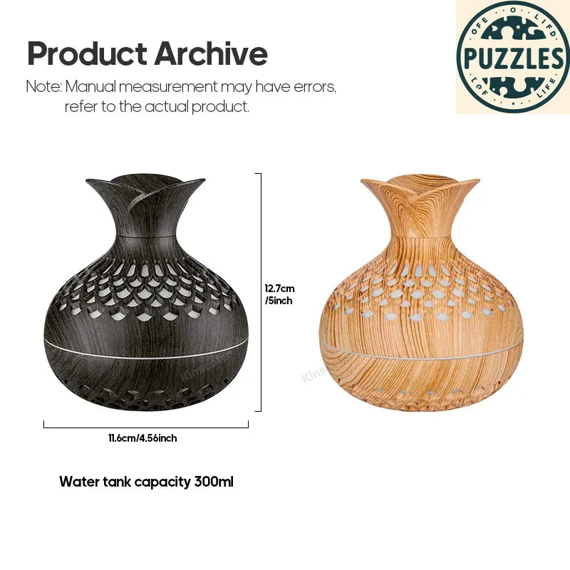 300ml Wood Grain Aroma Diffuser - Puzolife - Puzolife - Puzzles of Life