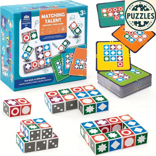 Wooden Matching & Assignment Puzzle Cube Toy - Puzzles