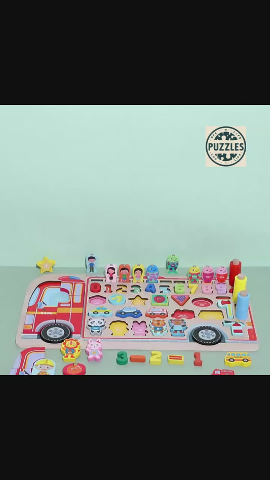 Rompecabezas de madera con letras y números de colores: juguete educativo para niños