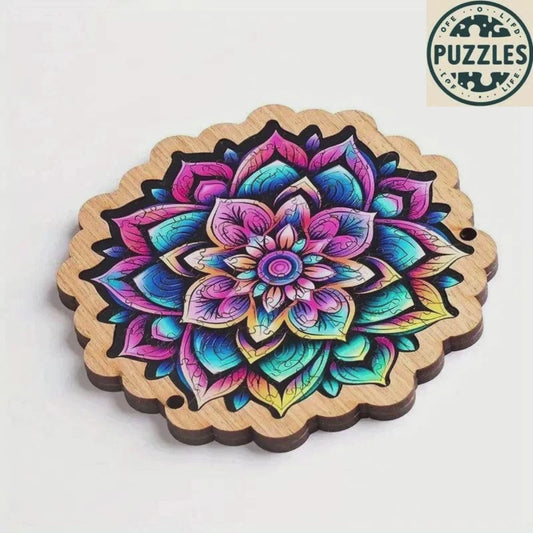 Galaxy-Inspired Irregular Wooden Puzzle – Colorful Blooms