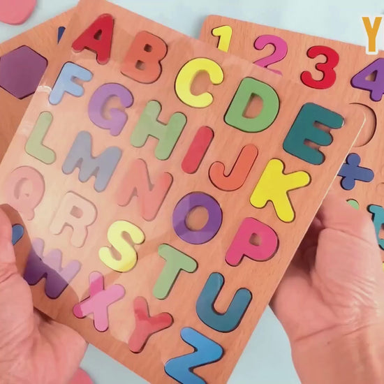 Colorful Alphabet & Number Wooden Puzzle – Educational Toy for Kids